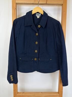 Christopher & Banks Blue Utility Jacket Long Sleeve Button Up Size Small